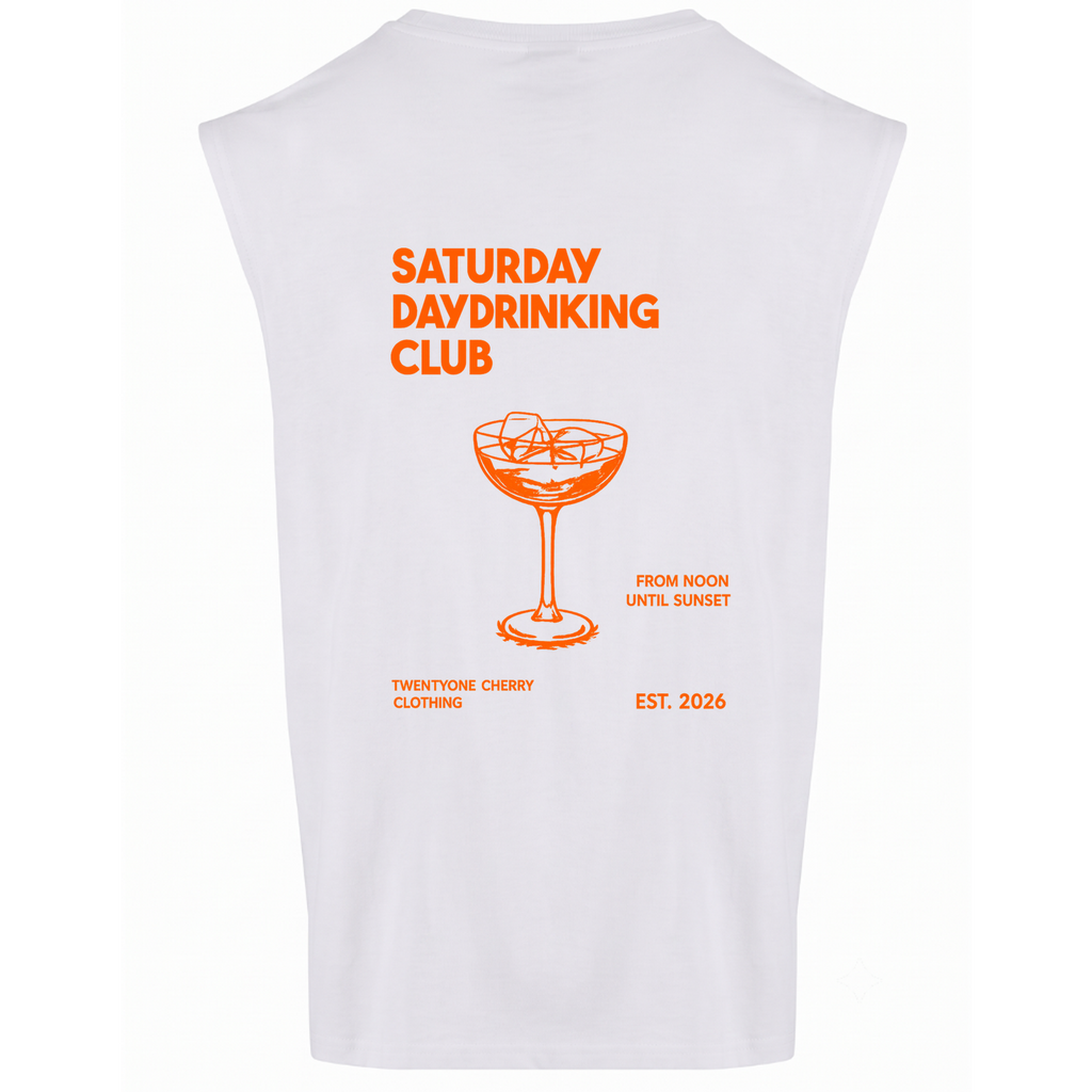 Saturday Drinking Club Sleeveless Oversized Tee - weiß - Rueckseite