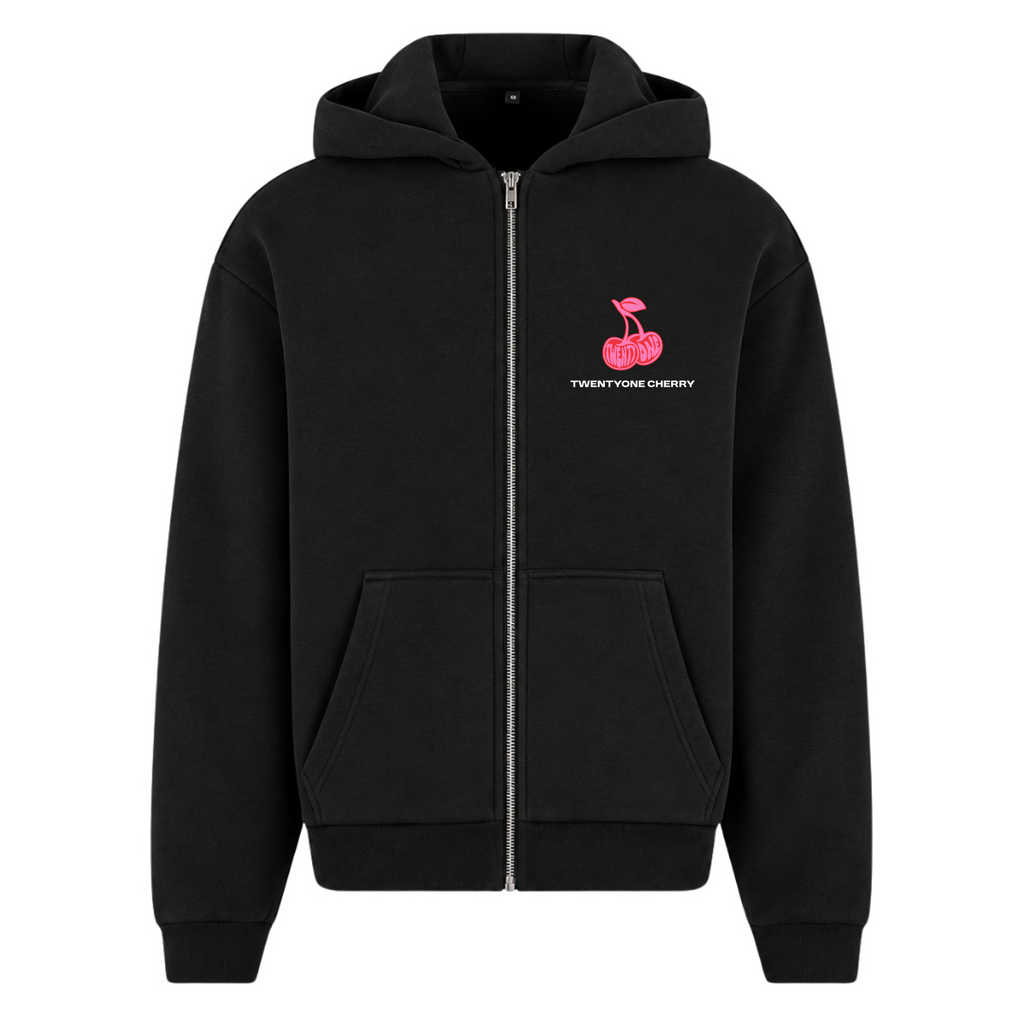 TWENTYONE CHERRY Oversized Zipper Hoodie - Black