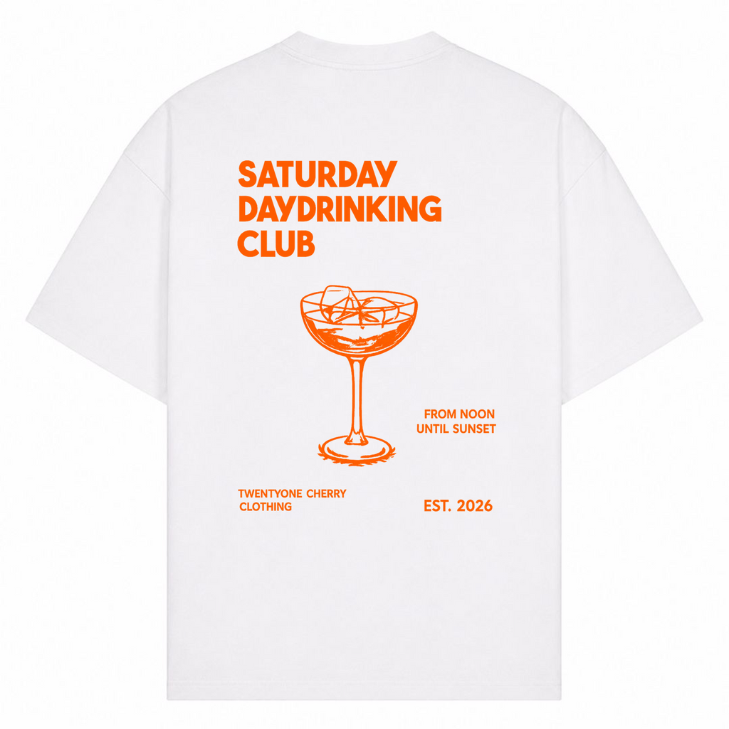 Saturday Daydrinking Club Oversized Shirt - Weiß - Rueckseite